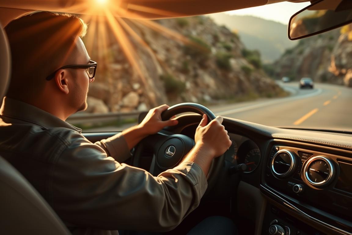 A professional auto transport driver expertly navigating a winding mountain road, their hands firmly gripping the steering wheel as they effortlessly guide a large car carrier through the curves. The sun casts a warm glow over the scene, creating dynamic shadows that highlight the driver's focused expression and the precision of their movements. The car carrier is meticulously maintained, its chrome accents gleaming in the light, symbolizing the care and attention to detail that goes into safe and reliable vehicle transport. In the background, the rugged terrain and lush foliage evoke a sense of the driver's skill and the challenges they face in delivering vehicles to their destinations with the utmost care. A professional auto transport driver expertly navigating a winding mountain road, their hands firmly gripping the steering wheel as they effortlessly guide a large car carrier through the curves. The sun casts a warm glow over the scene, creating dynamic shadows that highlight the driver's focused expression and the precision of their movements. The car carrier is meticulously maintained, its chrome accents gleaming in the light, symbolizing the care and attention to detail that goes into safe and reliable vehicle transport. In the background, the rugged terrain and lush foliage evoke a sense of the driver's skill and the challenges they face in delivering vehicles to their destinations with the utmost care.