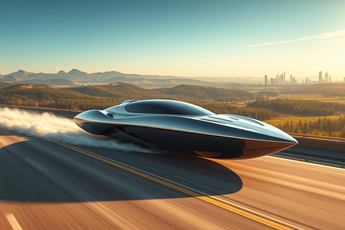 A sleek, modern ship car navigating the vast expanse of the United States landscape. The vehicle, a striking blend of nautical and automotive design, cuts through the scenic highways, its chrome accents gleaming in the warm sunlight. The background features a sprawling countryside, with rolling hills, lush forests, and the distant silhouette of skyscrapers, hinting at the diverse landscapes of America. The composition is balanced, with the ship car taking center stage, its unique form and presence commanding attention. The lighting is warm and natural, casting soft shadows and highlighting the intricate details of the vehicle. The overall atmosphere conveys a sense of exploration, adventure, and the intersection of technology and natural beauty that embodies the spirit of the United States. A sleek, modern ship car navigating the vast expanse of the United States landscape. The vehicle, a striking blend of nautical and automotive design, cuts through the scenic highways, its chrome accents gleaming in the warm sunlight. The background features a sprawling countryside, with rolling hills, lush forests, and the distant silhouette of skyscrapers, hinting at the diverse landscapes of America. The composition is balanced, with the ship car taking center stage, its unique form and presence commanding attention. The lighting is warm and natural, casting soft shadows and highlighting the intricate details of the vehicle. The overall atmosphere conveys a sense of exploration, adventure, and the intersection of technology and natural beauty that embodies the spirit of the United States.