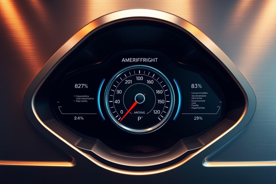 Evaluation Criteria: An elegant dashboard display against a sleek metallic background, with a central gauge or meter depicting the performance metrics. Precision engineering and attention to detail evoke a sense of professionalism and reliability. Subtle lighting casts warm highlights, creating an authoritative yet approachable atmosphere. The composition balances form and function, seamlessly integrating data visualization elements to convey the comprehensive assessment criteria. This image encapsulates the rigorous evaluation process that AmeriFreight customers can expect, inspiring confidence in the service's attention to quality. Evaluation Criteria: An elegant dashboard display against a sleek metallic background, with a central gauge or meter depicting the performance metrics. Precision engineering and attention to detail evoke a sense of professionalism and reliability. Subtle lighting casts warm highlights, creating an authoritative yet approachable atmosphere. The composition balances form and function, seamlessly integrating data visualization elements to convey the comprehensive assessment criteria. This image encapsulates the rigorous evaluation process that AmeriFreight customers can expect, inspiring confidence in the service's attention to quality.