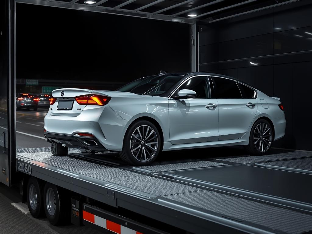 Sedan being transported by Connecticut car shipping service Sedan being transported by Connecticut car shipping service