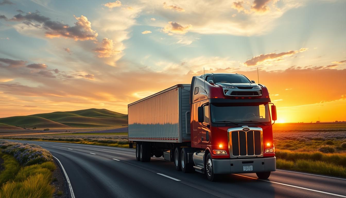 Texas landscape with car transport truck delivering vehicles Texas landscape with car transport truck delivering vehicles