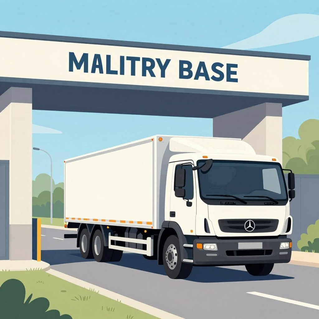 Door-to-door military car shipping service illustration Door-to-door military car shipping service illustration