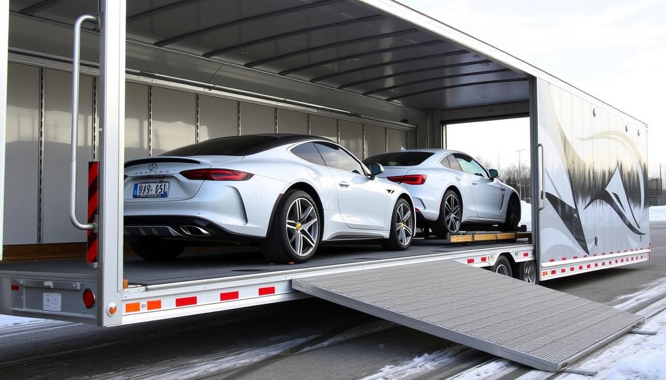 Enclosed auto transport trailer for premium snowbird vehicle shipping