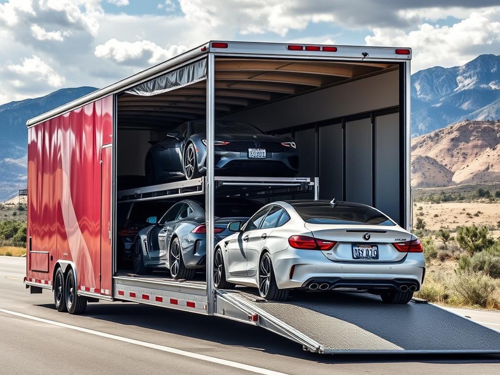 Enclosed auto transport trailer for premium vehicle shipping in Colorado Enclosed auto transport trailer for premium vehicle shipping in Colorado