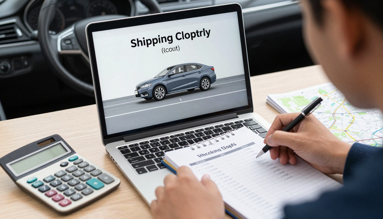 Person comparing costs between driving and shipping a vehicle to another state Person comparing costs between driving and shipping a vehicle to another state
