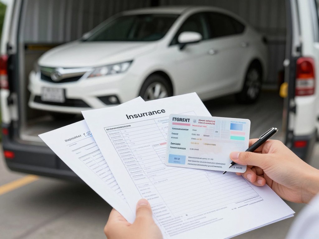 Person preparing vehicle documentation for interstate transport Person preparing vehicle documentation for interstate transport