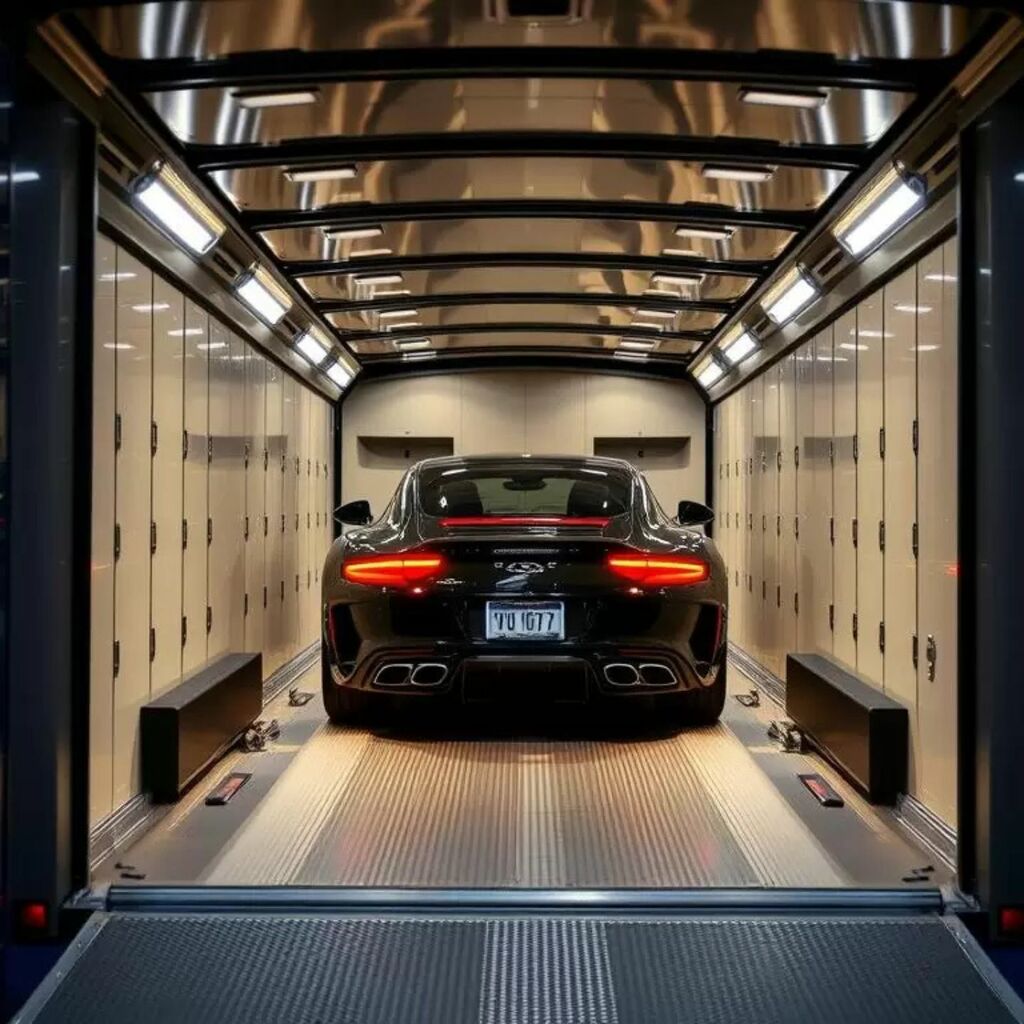 Enclosed car transport trailer for premium vehicle shipping Enclosed car transport trailer for premium vehicle shipping