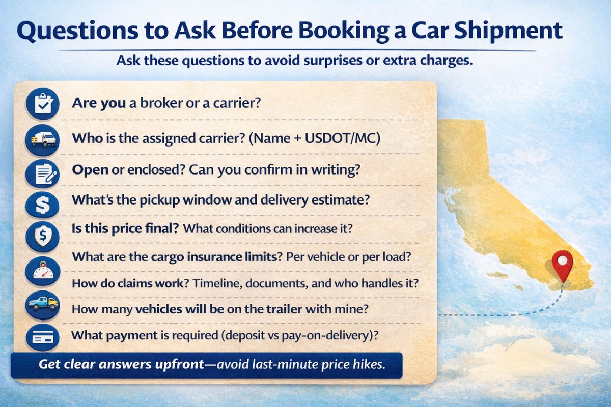 If you want to know how much to ship a car to California without surprises ask these If you want to know how much to ship a car to California without surprises, ask these