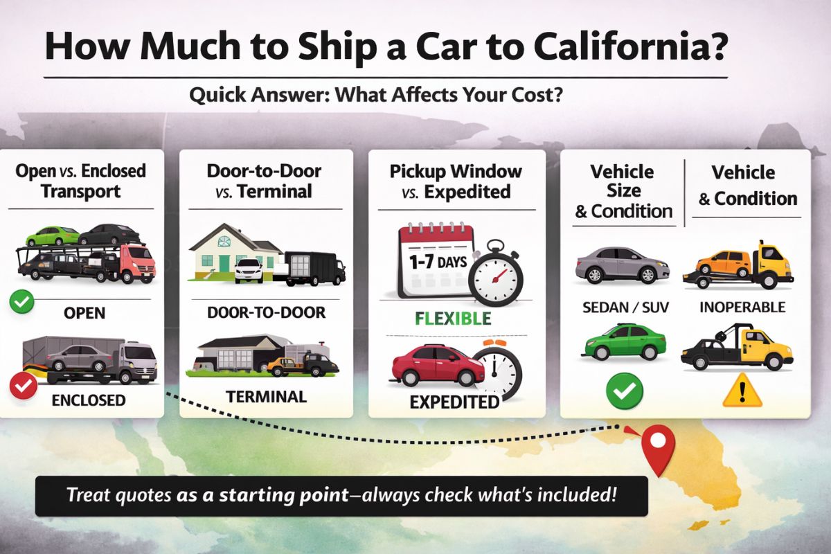 Quick answer how much is it to ship a car to california