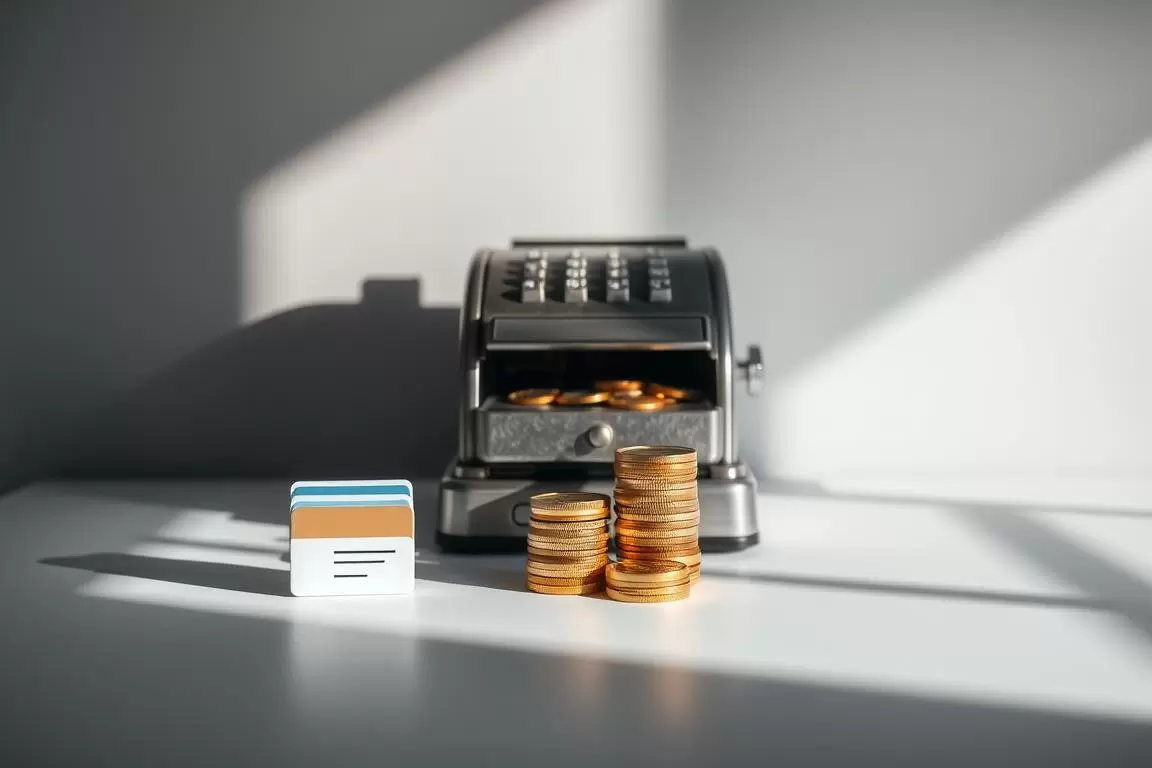 A sleek, modern composition showcasing various payment methods. In the foreground, crisp, high-resolution icons depict popular digital payment options like credit cards, mobile wallets, and electronic fund transfers. The middle ground features stacks of gold and silver coins, alongside a vintage cash register with its drawer open, suggesting cash-based transactions. In the background, a minimalist backdrop of muted greys and whites creates a clean, professional atmosphere. Dramatic lighting from the side casts shadows, adding depth and emphasizing the textural details of the scene. The overall mood is one of efficiency, security, and seamless financial transactions. A sleek, modern composition showcasing various payment methods. In the foreground, crisp, high-resolution icons depict popular digital payment options like credit cards, mobile wallets, and electronic fund transfers. The middle ground features stacks of gold and silver coins, alongside a vintage cash register with its drawer open, suggesting cash-based transactions. In the background, a minimalist backdrop of muted greys and whites creates a clean, professional atmosphere. Dramatic lighting from the side casts shadows, adding depth and emphasizing the textural details of the scene. The overall mood is one of efficiency, security, and seamless financial transactions.