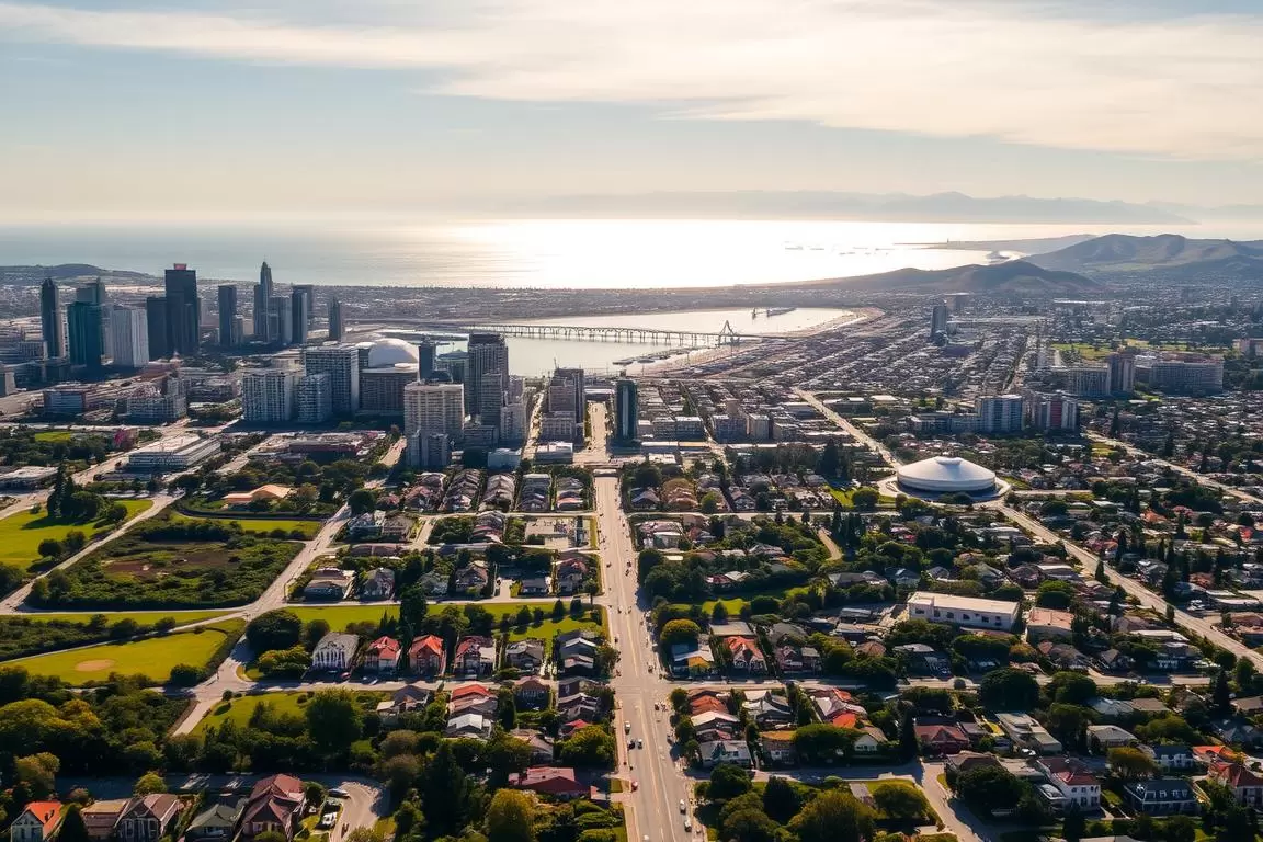 A sweeping aerial view of Long Beach, California, showcasing its diverse neighborhoods and surrounding Southern California landscape. The frame captures the bustling city skyline, with towering high-rises and iconic landmarks like the Queen Mary ship in the distance. The foreground features a patchwork of residential areas, punctuated by verdant parks and tree-lined streets. In the middle ground, the iconic Long Beach Pier extends out into the sparkling Pacific Ocean, while in the background, rolling hills and mountains create a breathtaking natural backdrop. Warm, golden sunlight bathes the scene, evoking a sense of vibrant energy and coastal tranquility. The overall composition conveys the comprehensive coverage and interconnectedness of Long Beach's neighborhoods and the broader Southern California region. A sweeping aerial view of Long Beach, California, showcasing its diverse neighborhoods and surrounding Southern California landscape. The frame captures the bustling city skyline, with towering high-rises and iconic landmarks like the Queen Mary ship in the distance. The foreground features a patchwork of residential areas, punctuated by verdant parks and tree-lined streets. In the middle ground, the iconic Long Beach Pier extends out into the sparkling Pacific Ocean, while in the background, rolling hills and mountains create a breathtaking natural backdrop. Warm, golden sunlight bathes the scene, evoking a sense of vibrant energy and coastal tranquility. The overall composition conveys the comprehensive coverage and interconnectedness of Long Beach's neighborhoods and the broader Southern California region.